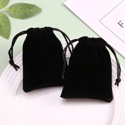 50 Black Velvet Drawstring Gift Bags Custom Jewelry Packaging Pouches Chic Wedding Favor Bags Flannel Cosmetic Bags