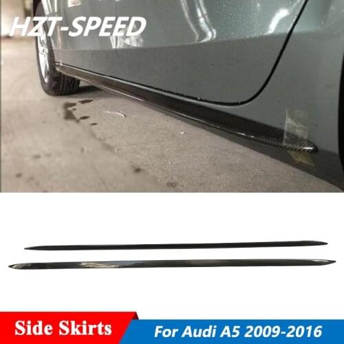 A5 Carbon Fiber Door Extension Lip Aprons Bottom Fender Side Skirts For Audi A5 Coupe Sedan Car Model 2009-2016