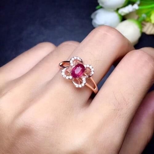 Butterfly Ring Ruby ring Free shipping Natural real ruby 925 sterling silver Fine handworked jewelry Finger rings Gem 4*6mm