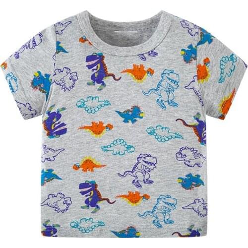 Bambino 2021 Summer Tee for Boys 2-7 Years Cartoon Dinosaur T Shirt of Children Top Clothes of School Kids 100% Cotton Clothing