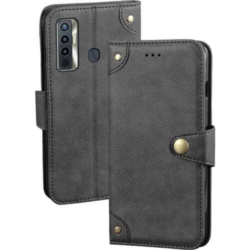 For Tecno Camon 17 Case Retro Magnetic Flip Wallet Leather Capa Case For Tecno Camon17 CG6 CG6j Cover Unique Metal Buckle Design