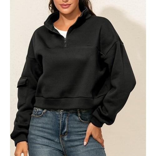 Black Women Hooded Sweatshirts Turtlenneck Long Sleeves Hoody 2021 Autumn Lady Short All Match Basic asual Patchwork Top Woman
