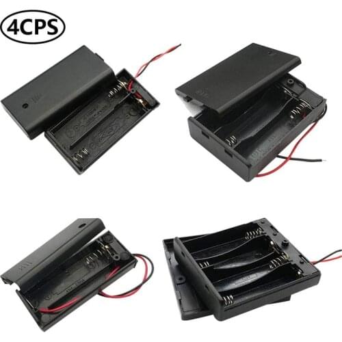 4Pcs AA Battery Holder with Switch 1x 1.5V AA + 1x 3V AA + 1x 4.5V AA + 1x 6V AA Battery Holder with Leads and Switch Cover