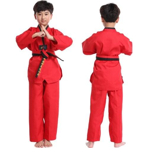 Adult Childrens Taekwondo Clothing WTF Karate Judo Training Portable Student Long Sleeve TKD Costumes Clothes Aikido Gi