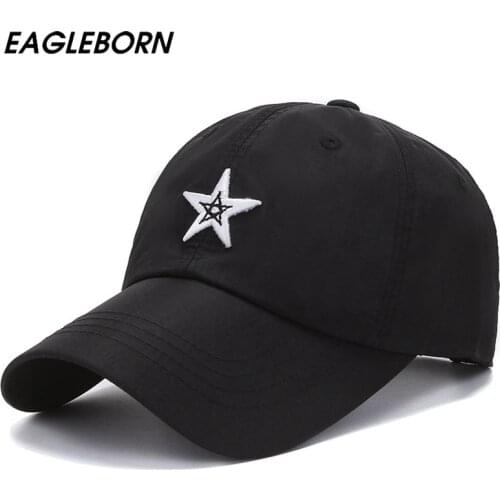 EAGLEBORN New Summer Sun Hat Men Baseball Cap Star Embroidered Woman Sun Visor Sports Lightweight Hat Vogue Solid Baseball Hats