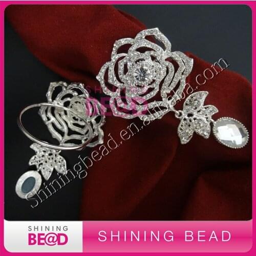 Elegant clear rose shape rhinestone napkin ring for wedding,free shipping,50pieces/lot