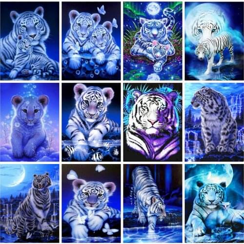 EverShine DIY Full Drill Square Diamond Painting Tiger Diamond Embroidery Animal Mosaic Picture Of Rhinestones Handicraft