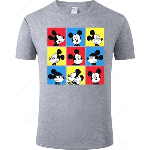 2021 New Mickey Mouse Print T-Shirt Men Women Summer Cotton Short Sleeved Cool Tee Harajuku Print T Shirt Male Tops J44