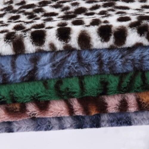 Faux fur fabric leopard print rabbit fur plush toys shoes apparel fabrics wholesale in stock