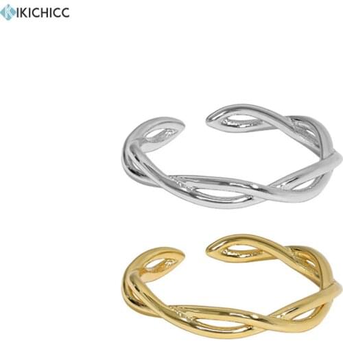 KIKICHICC 925 Sterling Silver Gold Twist Chain Rock Punk Resizable Rings Adjustable Geometric Irregular Jewelry 2021Women Gift