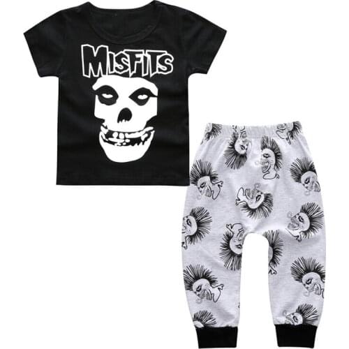 Halloween Baby Boy Clothes Sets Skeleton Infant T-Shirt Trouser Suits Skull Cotton Children Clothing Outfit
