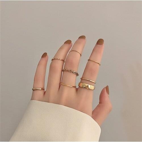 Korean elegant geometry irregular simple style ring combination, retro temperament fashion womans ring, 2020 new style