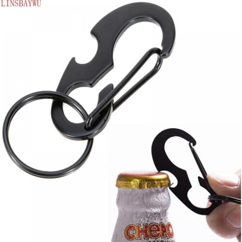 LINSBAYWU Multi Functional Black D-ring Carabiner Beer Bottle Opener Key Chain Opener