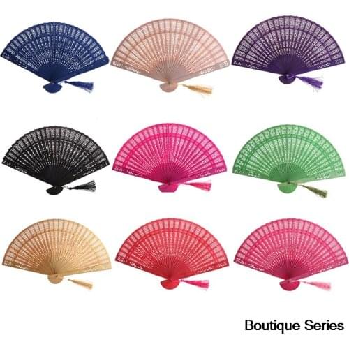 Wedding Fashion Handmade Fragrance Party Carved Bamboo Folding Fan Exquisite Chinese Classical Wooden Fan