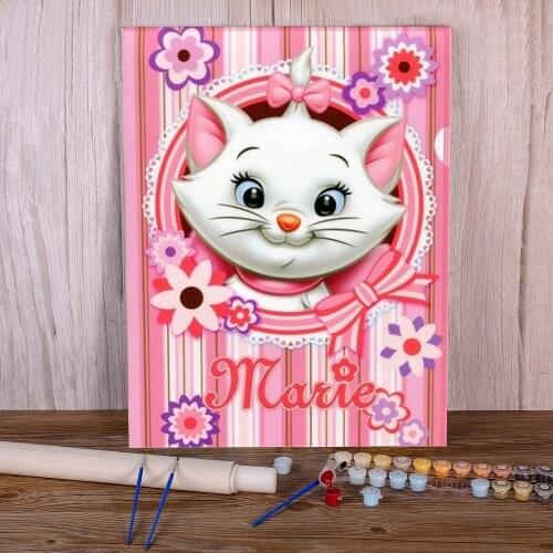 Cartoon Marie Cat Animail Painting By Numbers Package Acrylic Paints 50*70 Oil Painting Handmade For Children For Handicraft