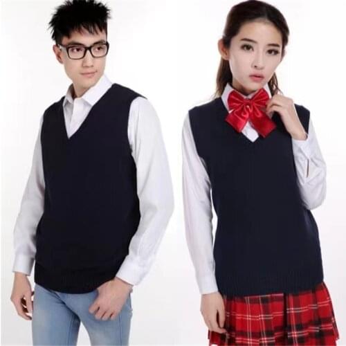 New Uniform Knitted Vest Japanese Campus Man And Women Students Uniform Sweater Vest Jk Girls Boy High School Clothes Cotton XXL