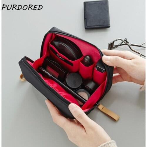 PURDORED 1 pc Solid Cosmetic Bag Korean Style Women Makeup Bag Pouch Toiletry Bag Waterproof Makeup Organizer Case necessaire