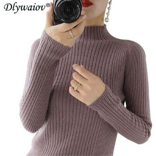 Solid Women Turtleneck Wild sweater 2021New Knitted pullover sweater Female Autumn winter Tops Korean casually clothes Loose Rib