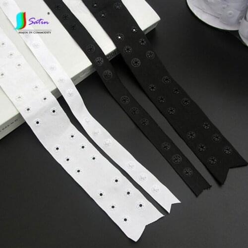 Wholesale 30yards/lot Width 38mm White Black Double-breasted Snap Button Belt,Clothes Sew Material Button Band A0028L