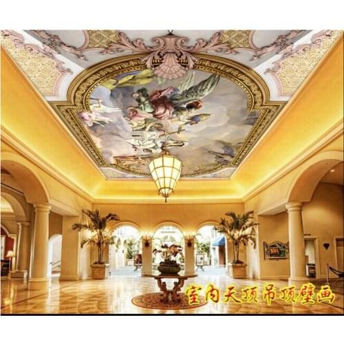 Custom photo wallpaper 3d ceiling murals wallpaper Hd European European angel zenith ceiling murals wall papers home decoration