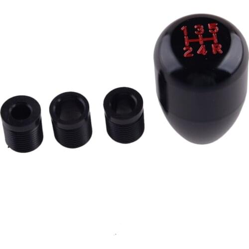 5 Speed Type-R Gear Stick Shift Shifter Knob with 8mm 10mm 12mm Threaded Adapter for Universal Manual Transmission Car