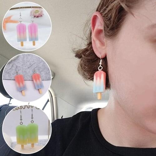 Ice Cream Eardrop Dangle Earring Sweet Lollipop Funny Emulational Drop Earring Refreshing Color Fashion Cute Creative 1Pair