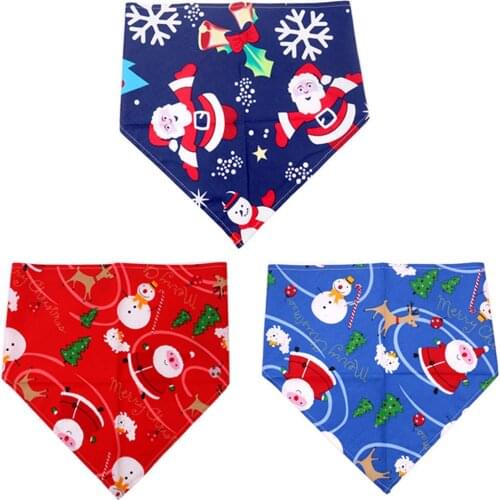 Pet Neckerchief Scarf Waterproof Christmas Snowflake Cat Dog Bandana Bibs Scarf Collar Pet Saliva Towel Cotton Triangle Towel