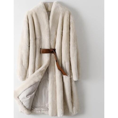 Winter High Quality Thick Warm Rex Rabbit Fur Grass Coat Spring New Soft Single Button Regular Beige High-end Real Fur Overcoat