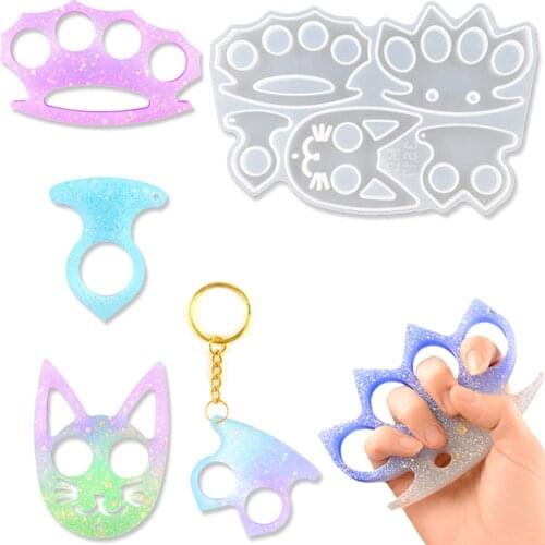 DIY Cat Head Silicone Molds Self Defense Keychain Mold Pendant Resin Epoxy Craft Mold Decoration silikon form for epoxy resin