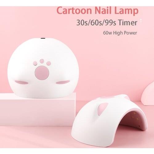Cute Cat Nail Dryer 60W UV Led Lamps Nails Gel Quick Drying IR Intelligent Sensor 30s/60s/99s Timer Mini USB Manicure Machine