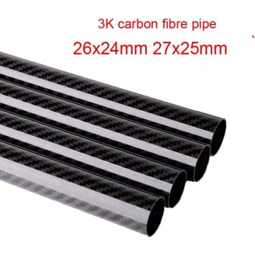 26x24mm 27x25mm 26mm 27mm 3K carbon fibre tube Hollow Carbon fiber pipe carbon tube CF holder Carbon rod Twill matte Plain light