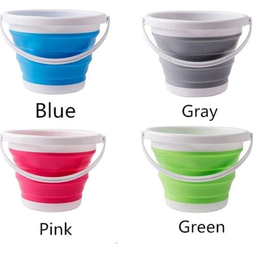 Outdoor Folding Bucket Silicone 1.5L - 5L for Fishing Promotion Bucket Car Wash Fishing Round Square Camp Room Bucket X94G