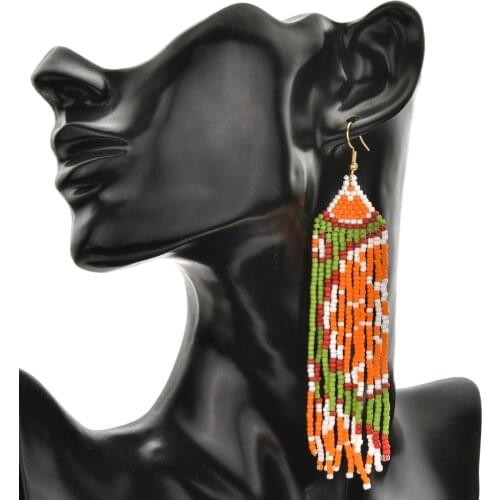 ZMZY Fashion Colorful Long Earrings Femme Miyuki Beaded Earrings Women Ethnic Tassel Fringe Earring Gifts Handmade Woven Jewelry