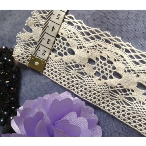 100% Cotton 5cm lace trimmings,beige color,garment accessories lace trims,XERY02066p