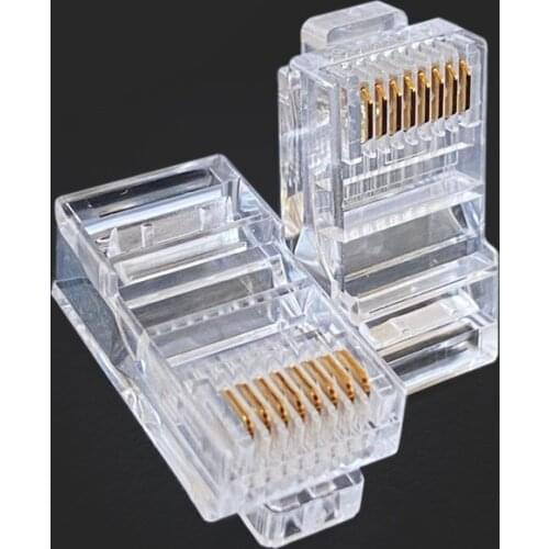 100PCS Crystal 8Pin RJ45 Modular Plug Rj-45 Network Cable Connector Adapter for Cat5 Cat5e Cat6 Rj 45 Ethernet Cable Plugs