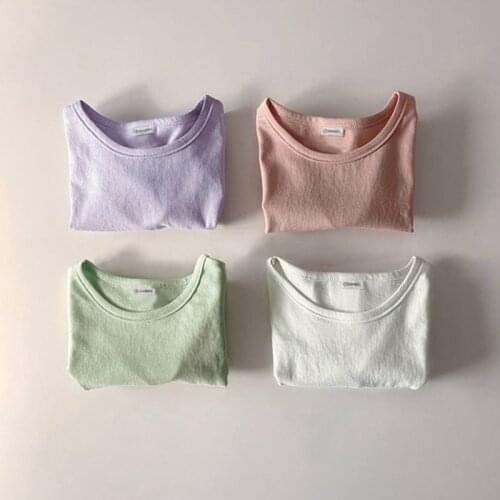 MILANCEL 2021 Summer New Kids Tees Solid O-Neck Cotton Casual Short Sleeve T-shirt