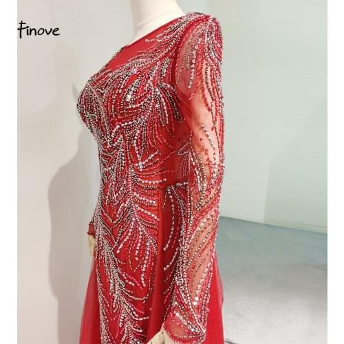 2021 Muslim A-Line Luxury Evening Dresses Gowns Sparkle Beading Long Sleeves Elegant For Women Party