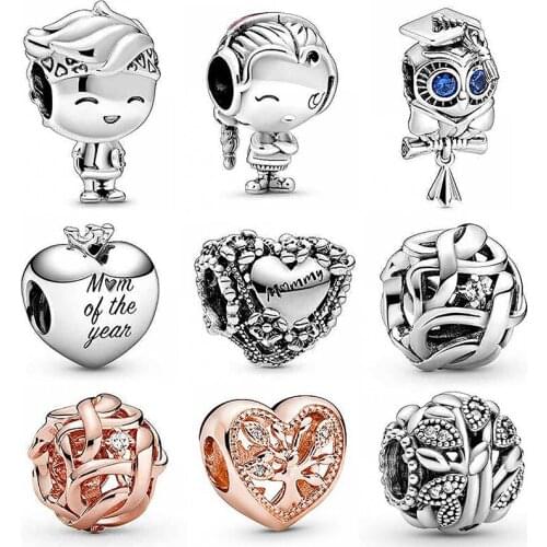 2021 NEW European Snowflake Mother Son Dangle DIY Handmade Charm Fit Original Charms Bracelet Jewelry Making Accessories