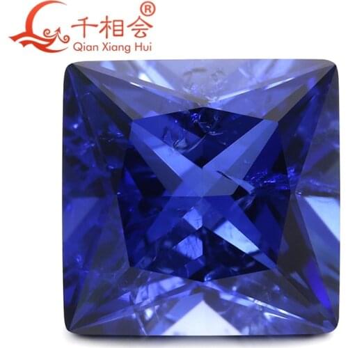 33# artificial sapphire light blue color quare shape princess cut including minor cracks and inclusions corundum loose gem stone
