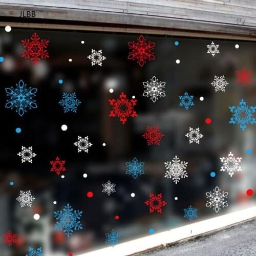 White/red/blue christmas snowflake electrostatic Sticker Glass window Decoration New Year Wall Stickers Home Decals wallpaper