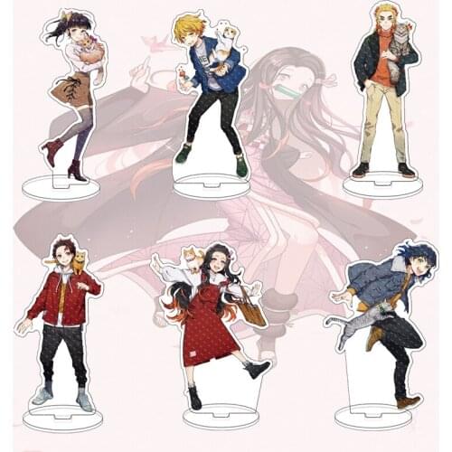 2021 Anime Demon Slayer KeyChain Figure Stand Card Hashibira Inosuke Cosplay Rengoku Kyoujurou Desk Shinazugawa Genya Standsing