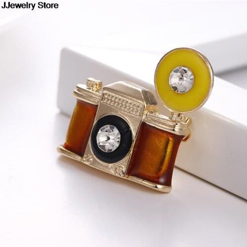 Coat Sweater Scarf Accessories Jewelry Souvenirs Vintage Camera Brooch Crystal Enamel Brooches For Women Men 1PC
