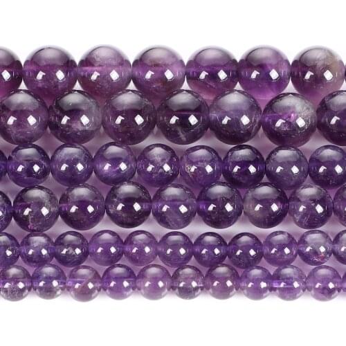 Natural Stone Beads Amethysts Agate Crystal Round Loose Beads For Jewelry Making Diy Bracelets Accessories Beads 4-12MM