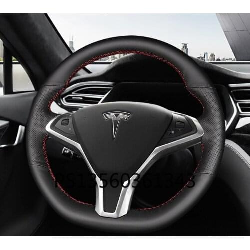 Suitable for Tesla model 3 steering wheel cover leather hand-sewn Model S Model X car special seasons grip cover