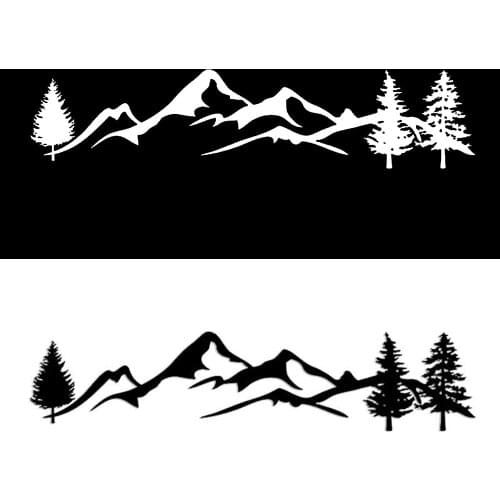 Black/White Tree Mountain Car Decor PET Forest Sticker Auto Decal For SUV RV Camper Offroad Car Styling Auto Products Decorate