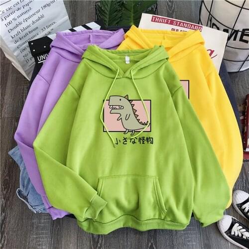 Kpop Dinosaur Little Monster Hooded Sweatshirt Kawaii Fleece Hoodies Tops Girls Spring Tracksuits Hoody 300 New Casual Winter