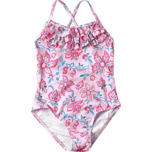Childrens One-Piece Swimsuit Strap Multi-Layer Ruffles Girls Hot Spring Swimsuit Bikini Set Tz410040