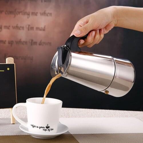 100ml-450ml Stainless Steel Espresso Coffee Maker Percolator Stove Pot Silver