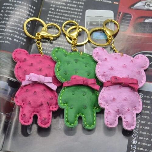 Leather Keychain Cute Bear Women Car Key Chain Pendant Keyring Cover Holder Purse Handbag Bag Charms Trinket Chaveiro Llaveros