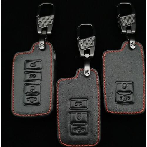Leather Car Key Case For Toyota Camry Avalon Rav4 2013 2014 2015 2/3/4 Button Keyless Remote Smart Key Protector Cover Keychain